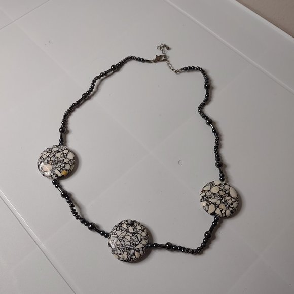 Vintage Pretty Stone And Bead Necklace Adjustable 21 To 22.5 Inches Long - Picture 2 of 11